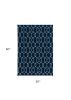 3' X 5' Navy Blue And Ivory Geometric Hand Hooked Area Rug