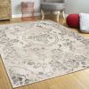 3' X 5' Gray And Tan Floral Distressed Area Rug