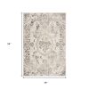 3' X 5' Gray And Tan Floral Distressed Area Rug