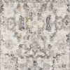 7' Ivory And Gray Floral Medallion Distressed Runner Rug