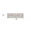 7' Ivory And Gray Floral Medallion Distressed Runner Rug