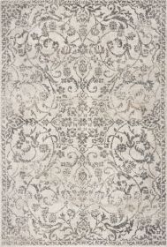 3' X 5' Ivory And Brown Floral Medallion Distressed Area Rug