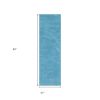 8' Blue Hand Woven Runner Rug