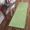 7' Green Hand Woven Runner Rug