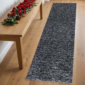 8' Black And White Hand Woven Runner Rug