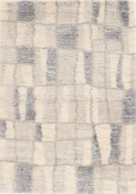 4' X 6' Ivory And Blue Abstract Geometric Distressed Area Rug