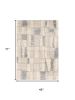 4' X 6' Ivory And Blue Abstract Geometric Distressed Area Rug