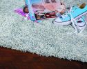 3' X 5' Slate Blue And Ivory Abstract Shag Hand Woven Area Rug