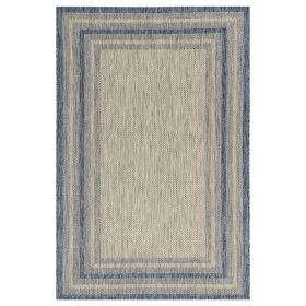 5' X 8'  Grey Or  Denim Bordered Uv Treated Area Rug
