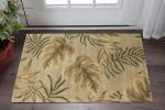 2' X 4' Sand And Beige Wool Botanical Leaves Hand Tufted Area Rug
