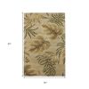 2' X 4' Sand And Beige Wool Botanical Leaves Hand Tufted Area Rug