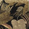 2' X 4' Black Beige And Brown Wool Botanical Leaves Hand Tufted Area Rug