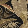 2' X 4' Black Beige And Brown Wool Botanical Leaves Hand Tufted Area Rug