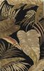 2' X 4' Black Beige And Brown Wool Botanical Leaves Hand Tufted Area Rug