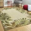 2' X 4' Ivory And Green Wool Botanical Leaves Hand Tufted Area Rug