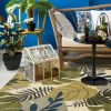 3' X 4' Ivory Green And Blue Wool Botanical Leaves Hand Tufted Area Rug