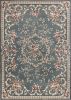 5' X 8' Slate Blue Red And Ivory Floral Medallion Area Rug