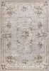 5' X 8' Light Gray Green And Tan Floral Medallion Area Rug