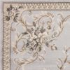 5' X 8' Light Gray Green And Tan Floral Medallion Area Rug