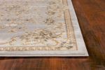 5' X 8' Light Gray Green And Tan Floral Medallion Area Rug