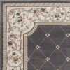 5' X 8' Gray And Ivory Floral Area Rug
