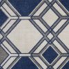 5' X 8' Blue Ivory And Gray Geometric Area Rug