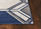 5' X 8' Blue Ivory And Gray Geometric Area Rug