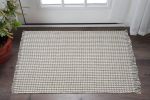 3' X 5' Gray and Ivory Wool Houndstooth Hand Woven Area Rug