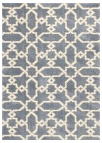 3' X 5' Slate Blue And Ivory Geometric Area Rug