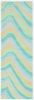 8' Blue Beige And Green Wool Abstract Hand Tufted Runner Rug