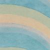 8' Blue Beige And Green Wool Abstract Hand Tufted Runner Rug