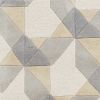 7' Ivory Gray And Cream Wool Geometric Hand Tufted Runner Rug
