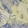 6' Blue Green And Beige Wool Tropical Botanical Hand Tufted Round Rug