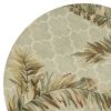6' Sage Taupe And Green Wool Tropical Botanical Hand Tufted Round Rug