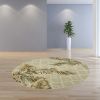 6' Sage Taupe And Green Wool Tropical Botanical Hand Tufted Round Rug