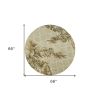 6' Sage Taupe And Green Wool Tropical Botanical Hand Tufted Round Rug