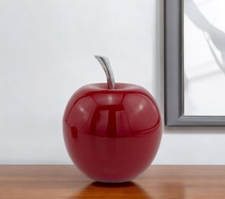 11" Red and Silver Aluminum Decorative Apple
