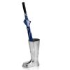 16" Silver Buffed Aluminum Firefighter Boot Umbrella Stand Sculpture