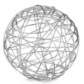 12" Silver Iron Decorative Orb Tabletop Sculpture