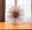 10" Red Iron Decorative Spiky Sphere Tabletop Sculpture