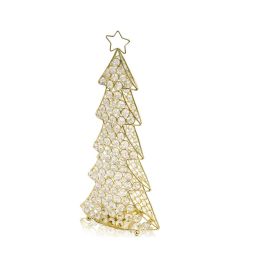 16" Glam Gold And Faux Crystals Christmas Tree Tabletop Sculpture