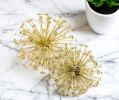 Set of Two Gold Cast Iron Decorative Spiky Sphere Tabletop Sculptures