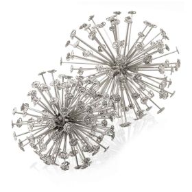 Set of Two Silver Cast Iron Decorative Orb