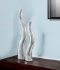 Set of Two Silver Aluminum Squiggly Vases