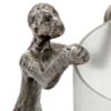 10" Silver And Glass Climbing Man Hurricane Candle Holder