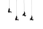 Set of Four Black Resin Climbing Man Hanging Dimensional Sculpture
