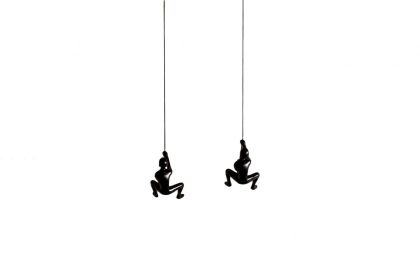 Set of Two Black Resin Climbing Man Hanging Dimensional Sculpture