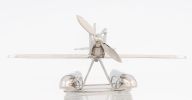7" Nickel Metal Hand Painted Model Airplane Tabletop Sculpture