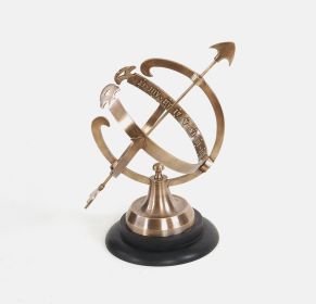 14" Brass And Black Metal Hand Painted Figurine Tabletop Sculpture