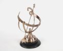 14" Brass And Black Metal Hand Painted Figurine Tabletop Sculpture